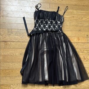 Elegant Black and White Lace Dress